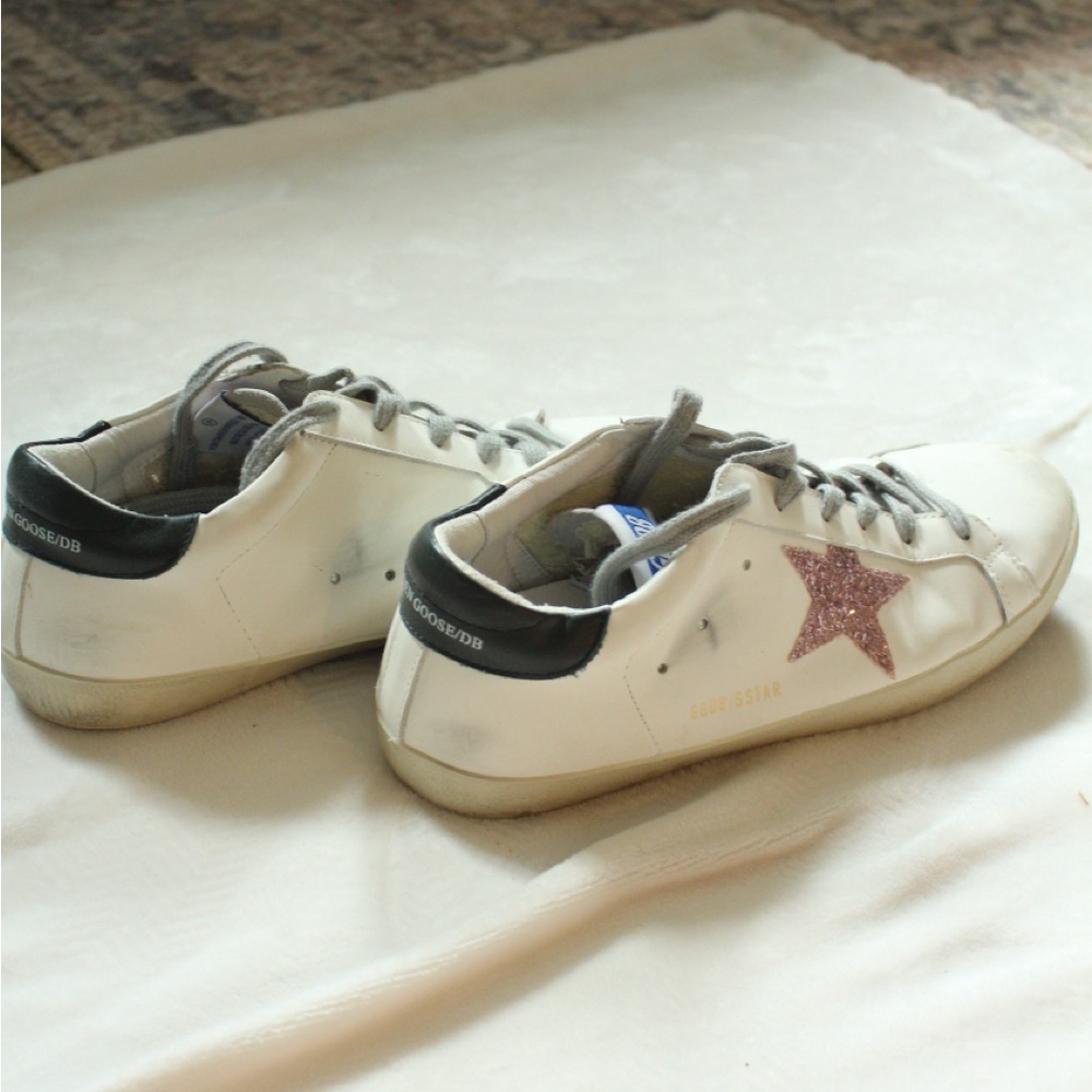 Golden Goose Cream and Gray Sneakers